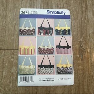 Simplicity 2676 Sewing Pattern UNCUT Padded Handbags Large Tote Purse